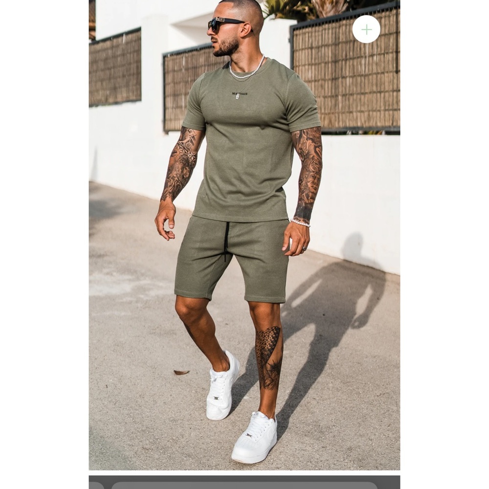 Mauvais Khaki Waffle Jersey Shorts